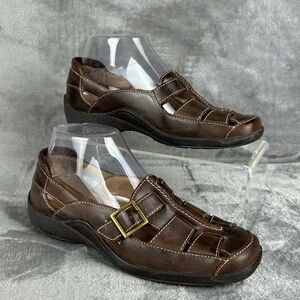 Naturalizer Fisherman Sandals Loafers Womens 6 M Brown Leather Woven Toe‎ Buckle